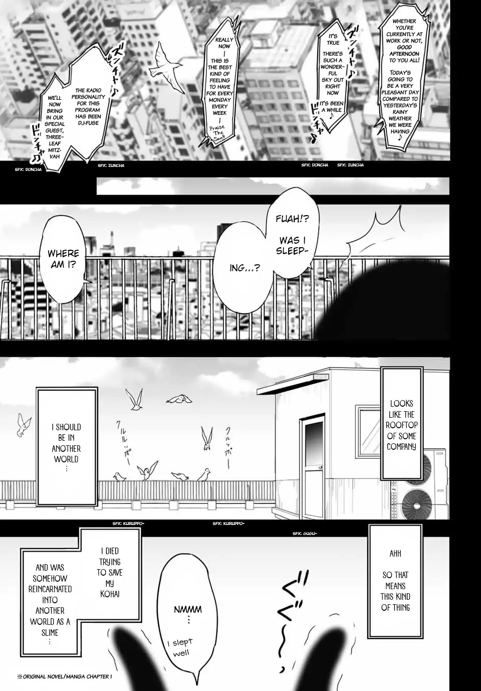 Tensei Shite mo Shachiku Datta Ken Chapter 1 page 1 - Chapter 1: Rimuru and the Strange Rooftop
