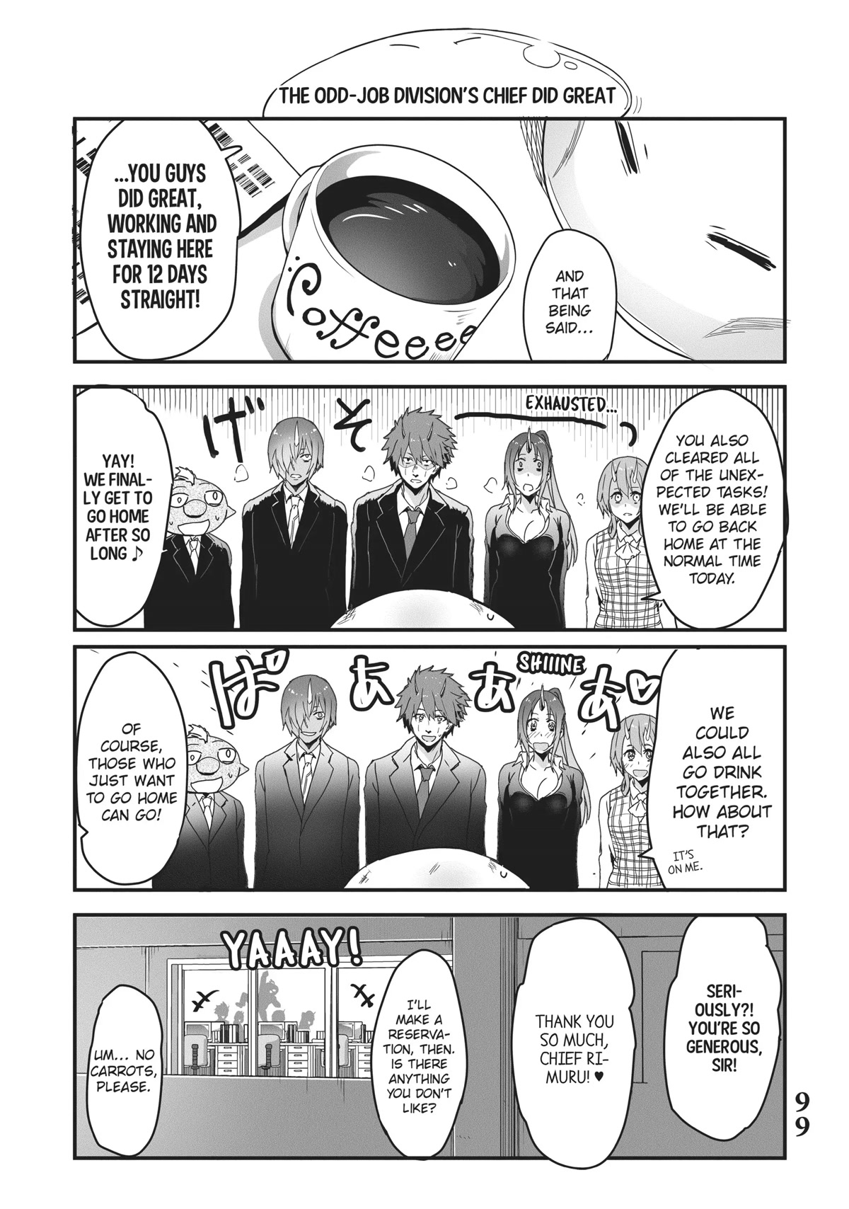 Tensei Shite mo Shachiku Datta Ken Chapter 8 page 1 - Chapter 8: Rimuru and His Cheerful Coworker's Drinking Time