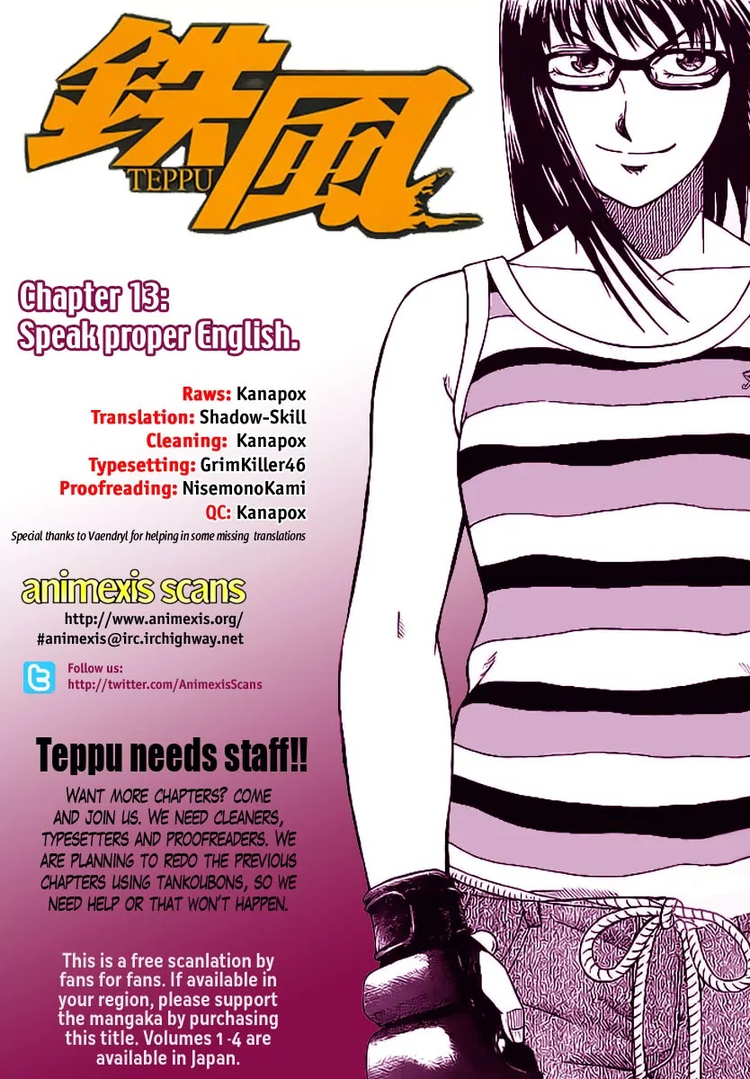 Teppuu Chapter 13 page 1 - Chapter 13 : Speak proper English