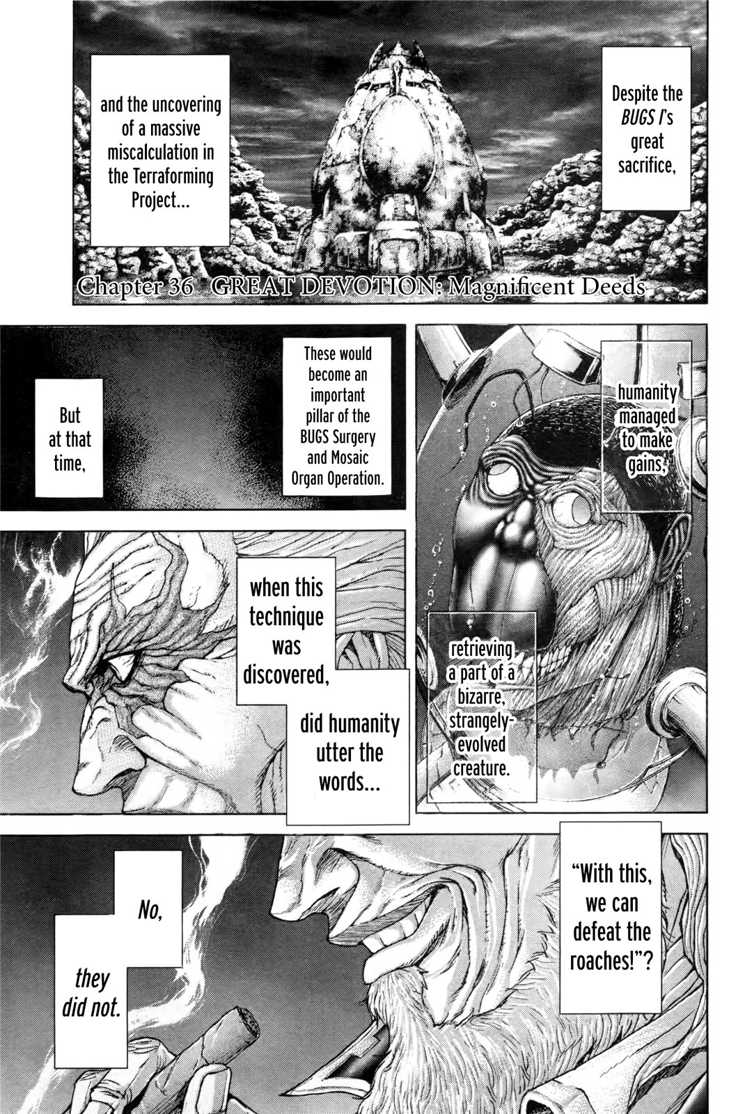Terra Formars Chapter 36 page 1 - Chapter 36: GREAT DEVOTION Maginificent Deeds