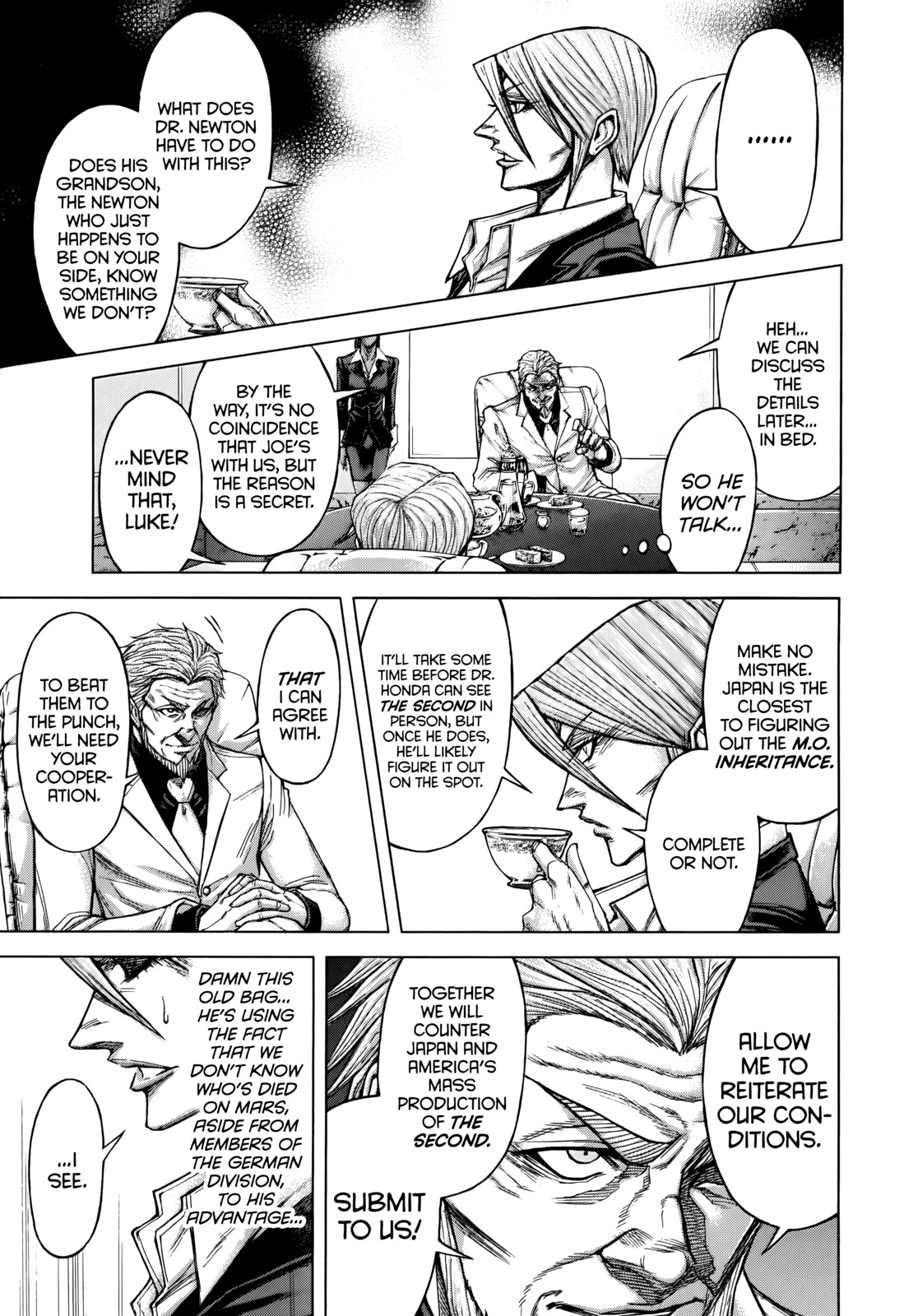 Terra Formars Chapter 92 page 10 - Chapter 92: THE FRONT OF UN-ARMAMENT High Above the Military World