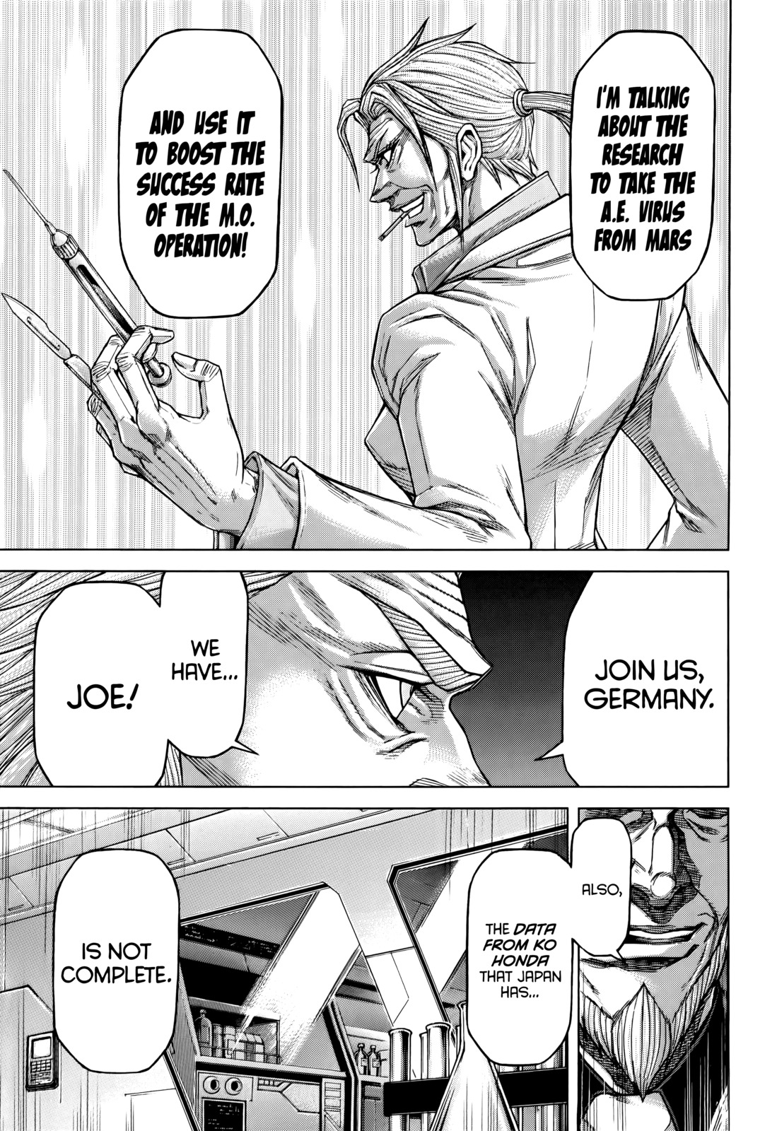 Terra Formars Chapter 92 page 8 - Chapter 92: THE FRONT OF UN-ARMAMENT High Above the Military World