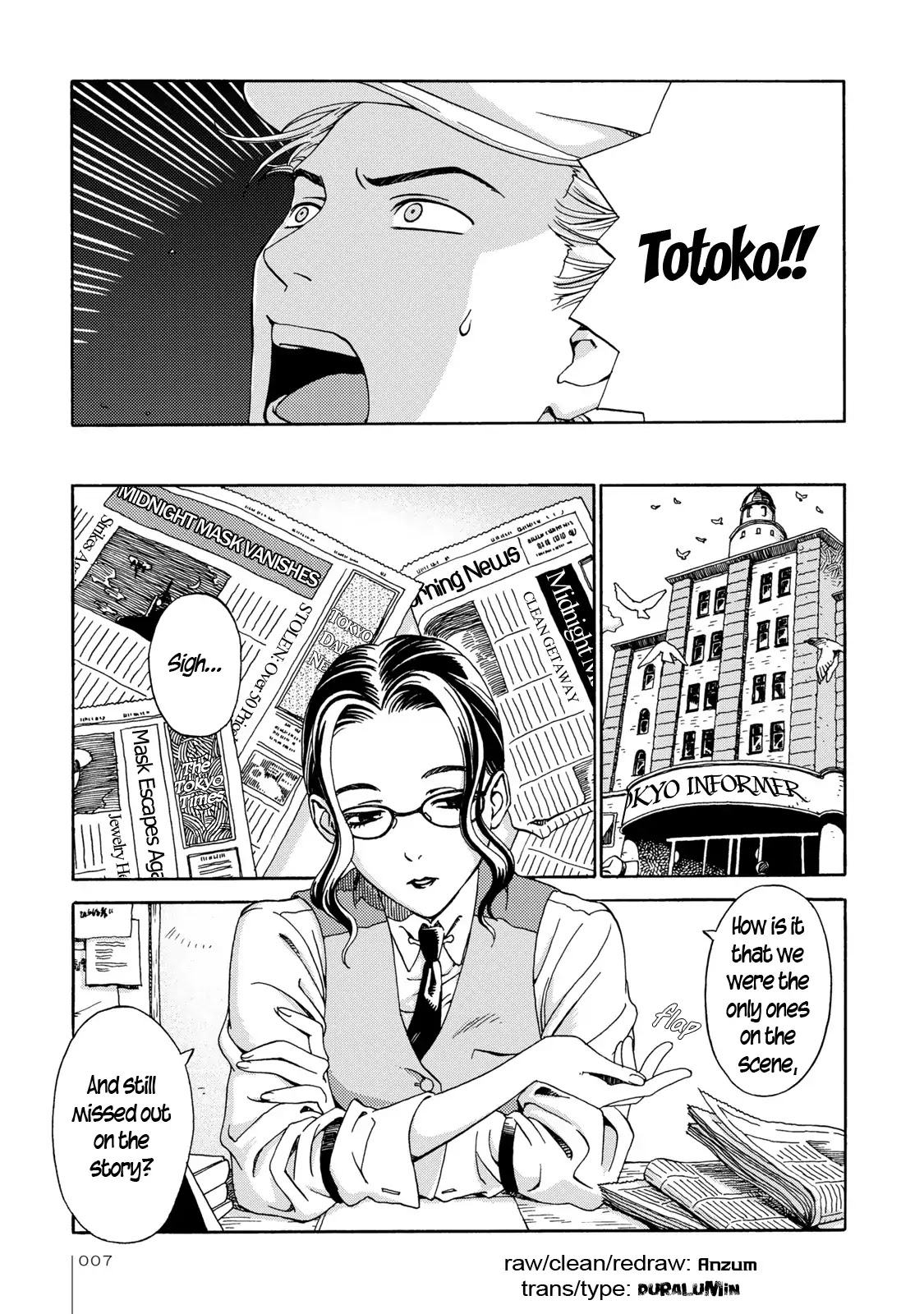 The Adventures of Totoko, Investigative Reporter Chapter 1 page 9 - Chapter 1: Totoko Pursues the Midnight Mask, and The Scoop Search