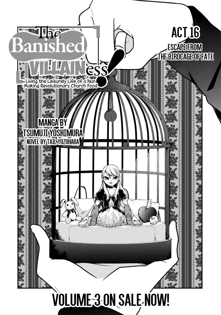 The Banished Villainess! Living the Leisurely Life of a Nun Making Revolutionary Church Food Chapter 16 page 2 - Chapter 16: Escape From the Birdcage of Fate