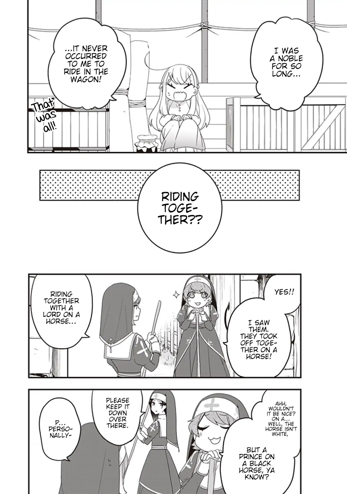 The Banished Villainess! Living the Leisurely Life of a Nun Making Revolutionary Church Food Chapter 5.5 page 8 - Chapter 5.5: Omake Side Story: Riding Togethe
