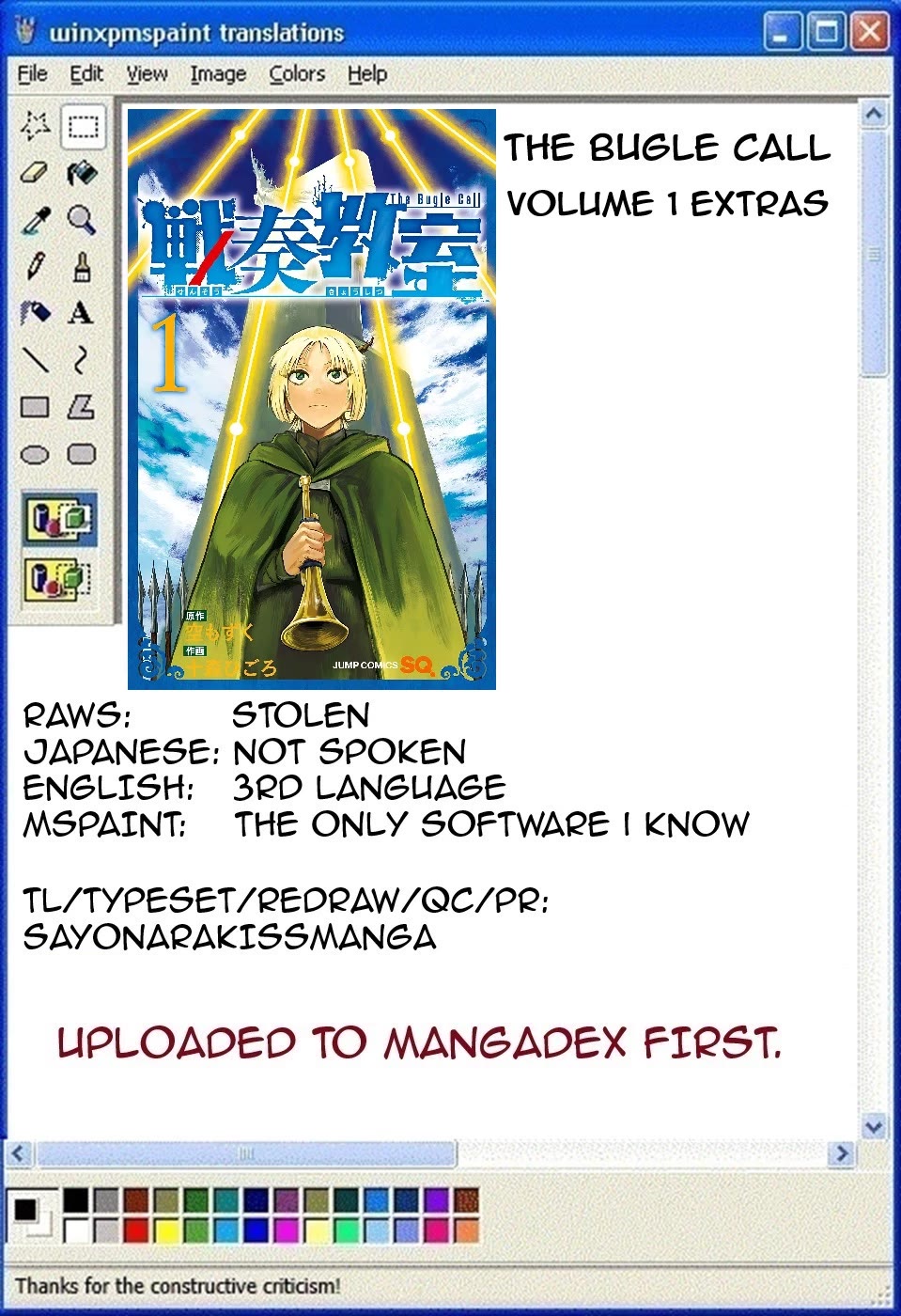 The Bugle Call Chapter 3.1 page 1 - Chapter 3.1: Volume 1 Extras