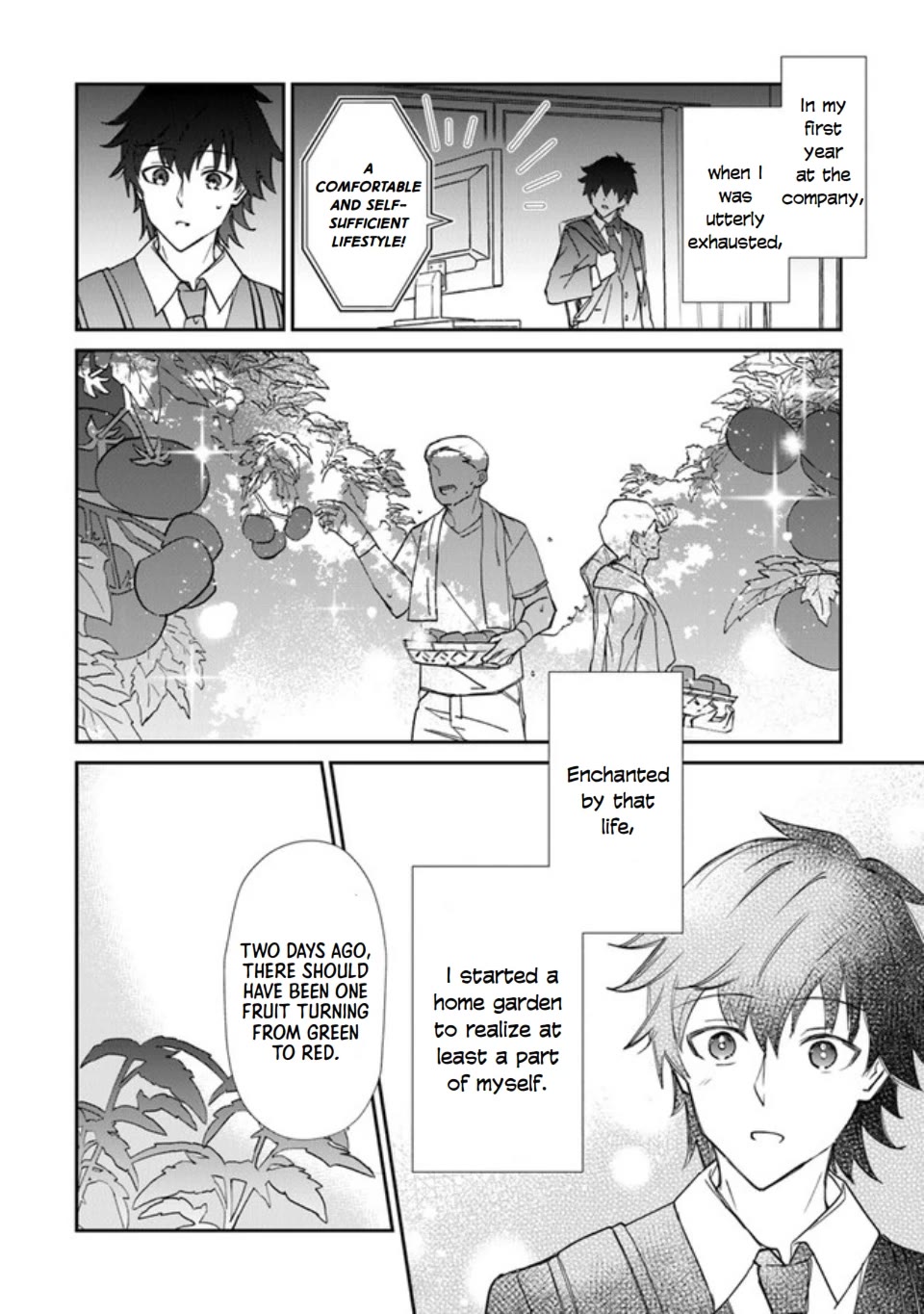 The Cheat Vegetable Garden of a Reincarnated Company Salaryman Chapter 1 page 6 - Chapter 1: Reincarnation Fruit!!!