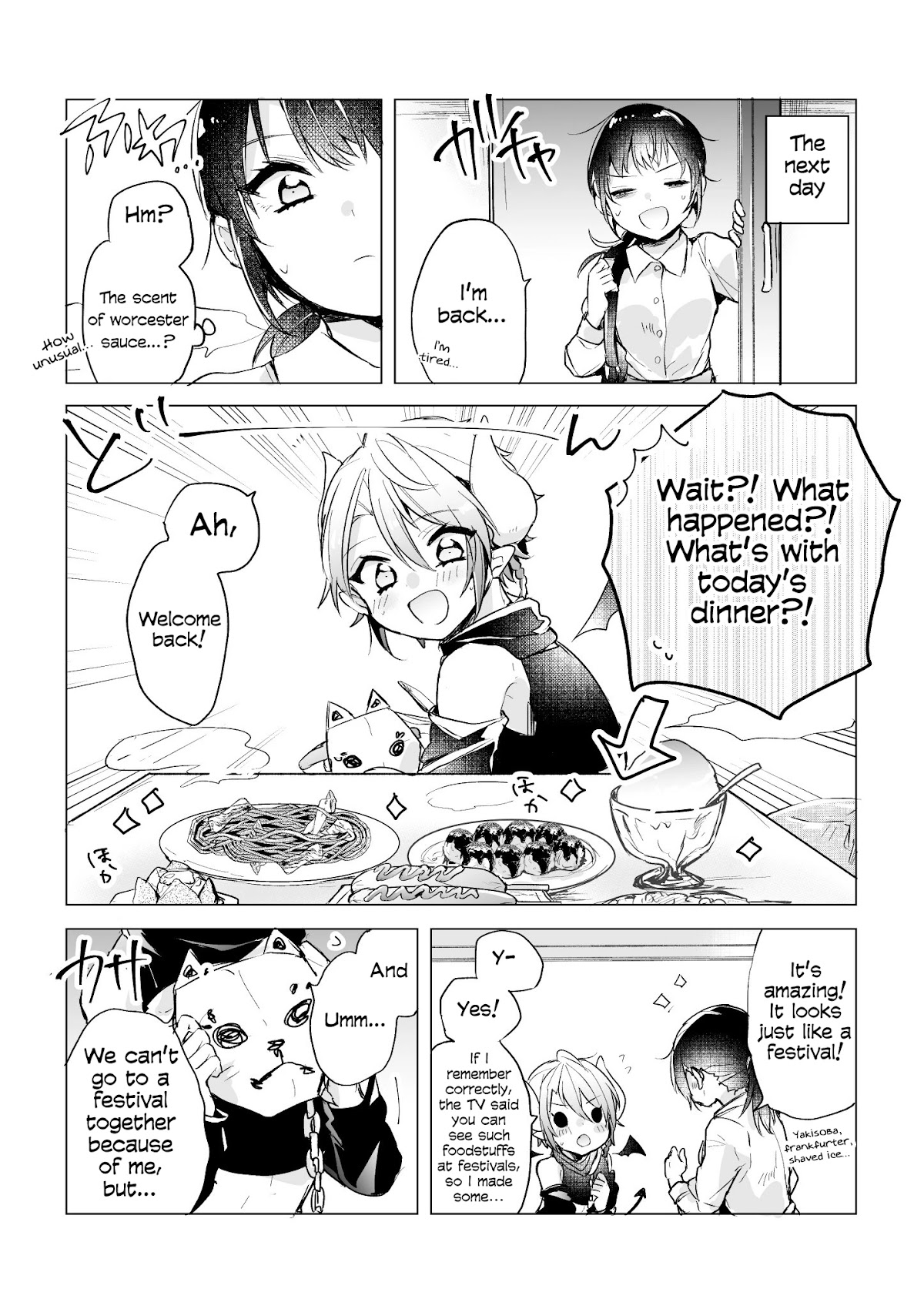 The Corporate slave OL and the demon shota Chapter 14 page 2 - Chapter 14: The corporate slave wanted to destroy her black company, so, she summoned a demon, but he helped her enjoy the festival mood