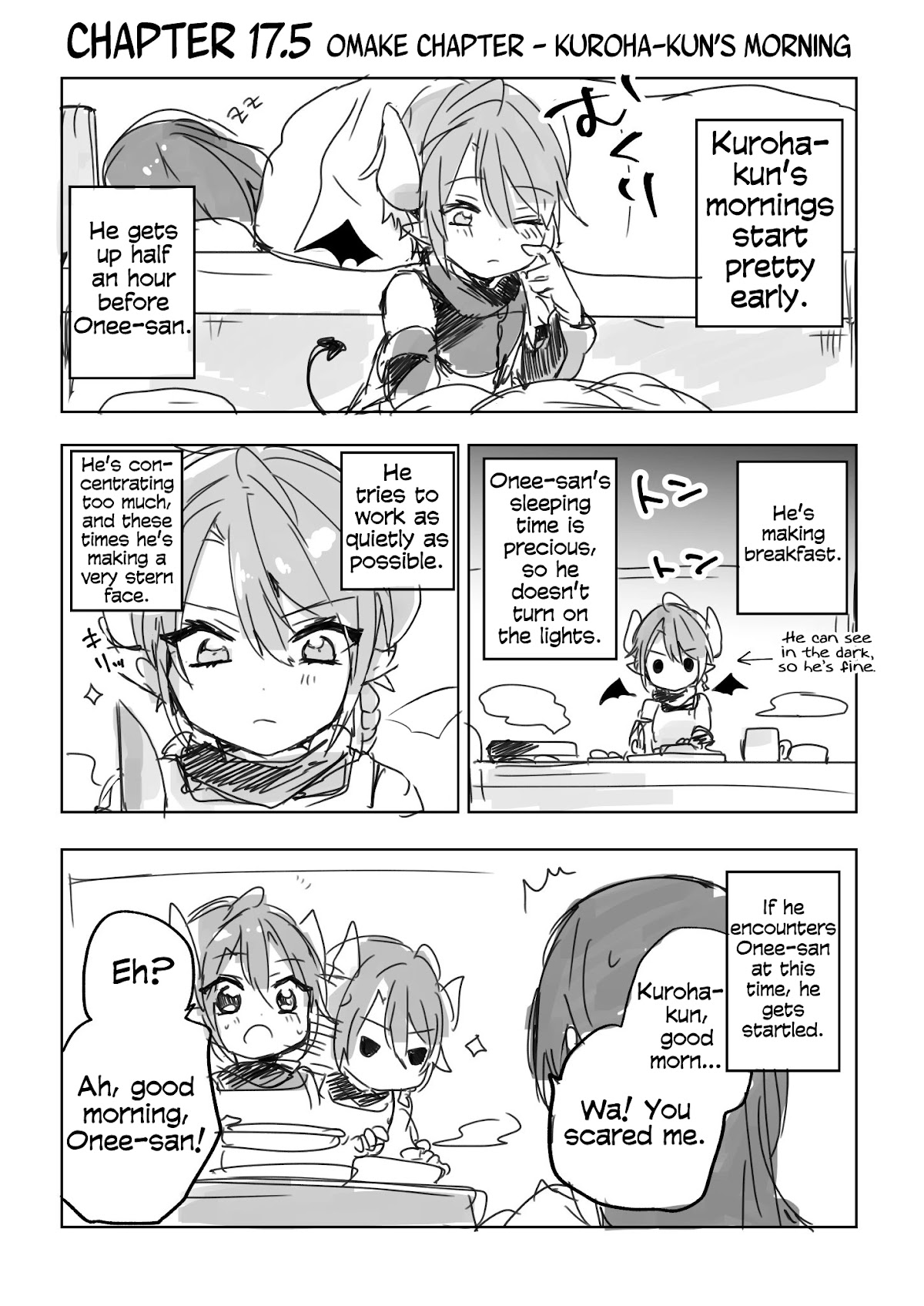 The Corporate slave OL and the demon shota Chapter 17.5 page 1 - Chapter 17.5: Omake chapter - Kuroha-kun’s morning