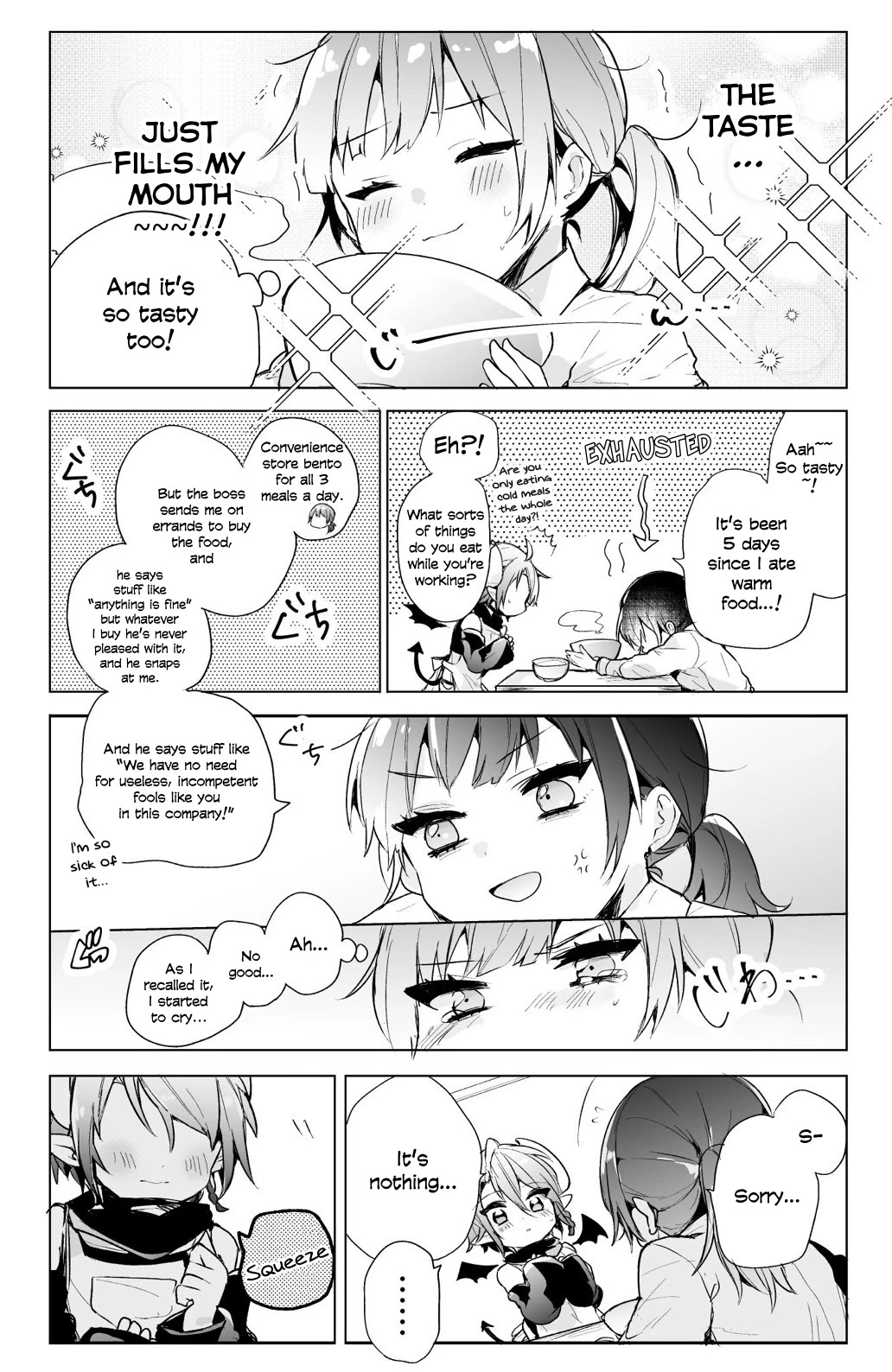 The Corporate slave OL and the demon shota Chapter 2 page 3 - Chapter 2: The corporate slave wanted to destroy her black company, so, she summoned a demon, but he’s so kind it hurts