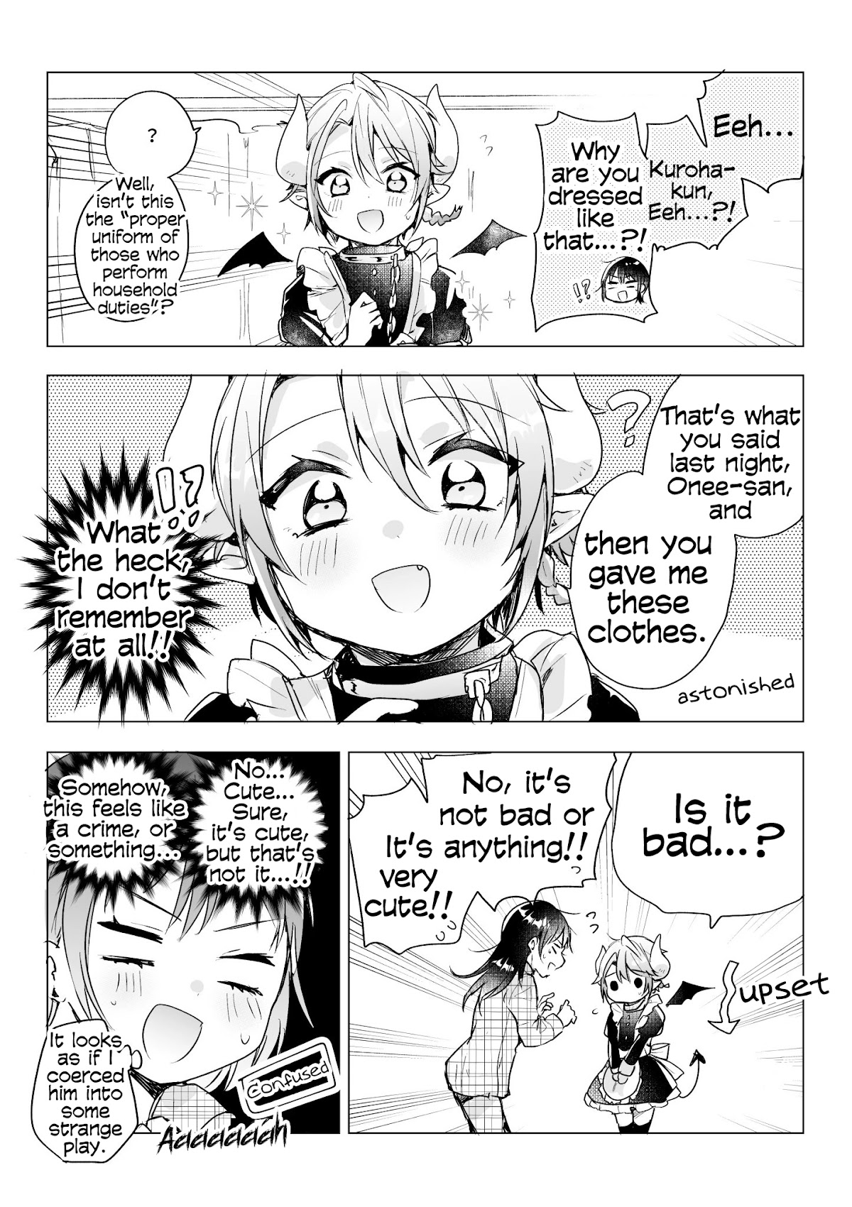 The Corporate slave OL and the demon shota Chapter 27 page 2 - Chapter 27: The corporate slave wanted to destroy her black company, so, she summoned a demon, but for some reason, he’s in a maid dress?!