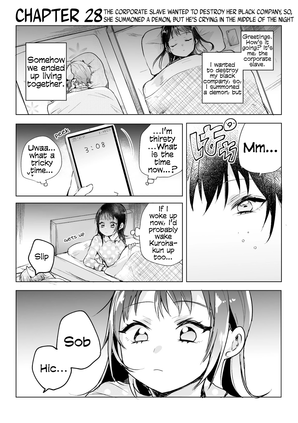 The Corporate slave OL and the demon shota Chapter 28 page 1 - Chapter 28: The corporate slave wanted to destroy her black company, so, she summoned a demon, but he’s crying in the middle of the night
