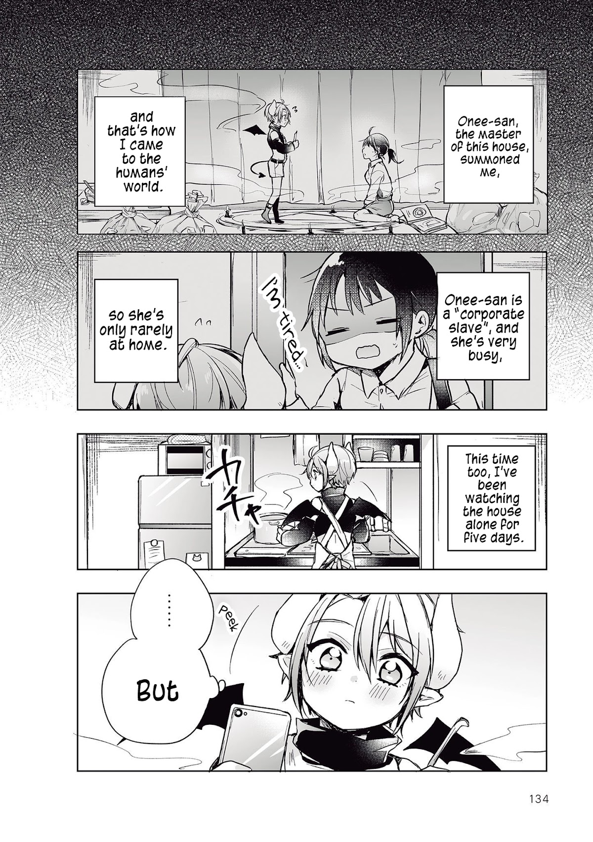 The Corporate slave OL and the demon shota Chapter 38 page 2 - Chapter 38: The corporate slave wanted to destroy her black company, so, she summoned a demon, and he’s watching the house