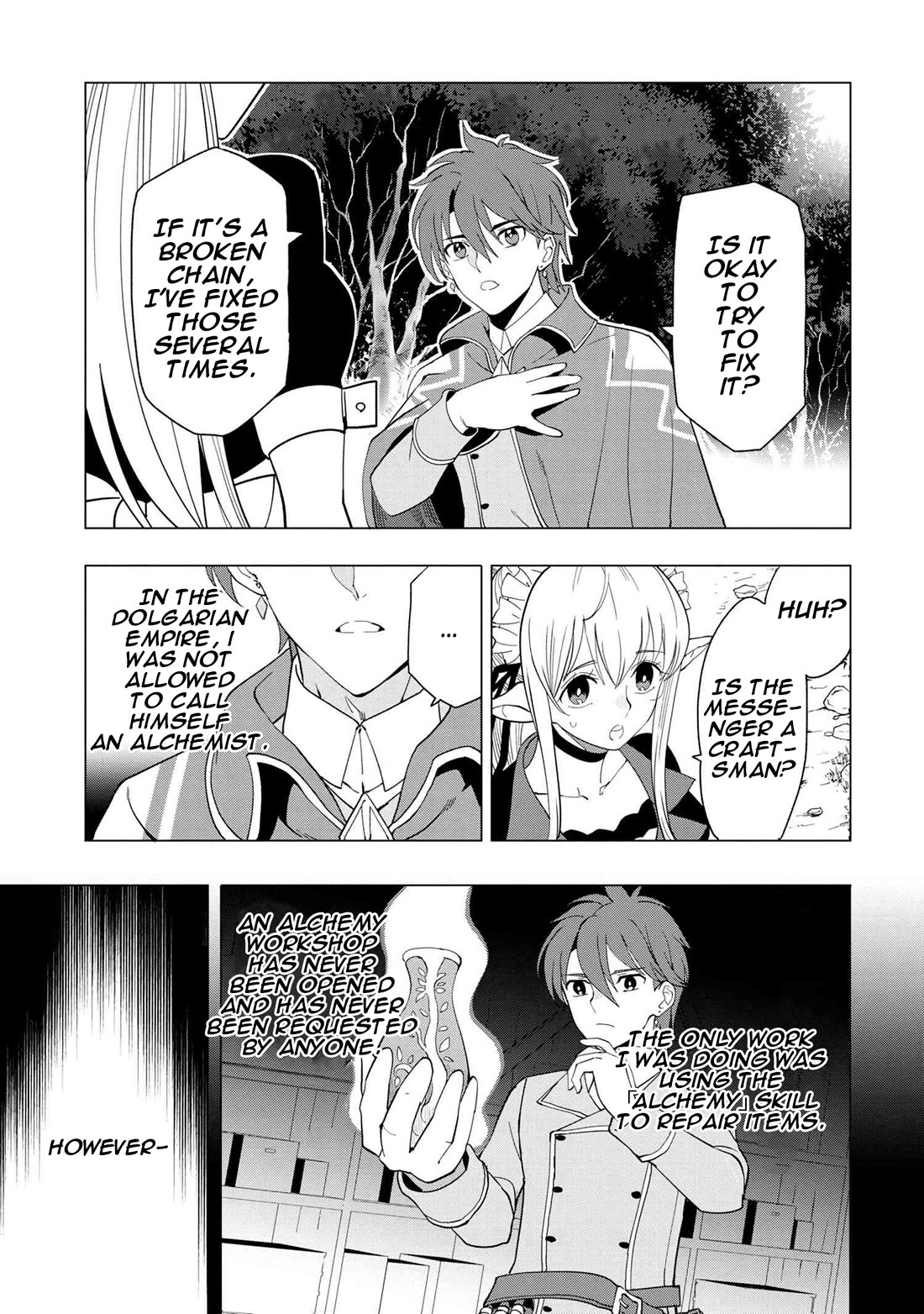 The Creation Alchemist Enjoys Freedom: If I Am Exiled From My Hometown, I Can Make Magic Items With Transcendent Effects at the Knees of the Demon Lord Chapter 1 page 43 - Chapter 1
