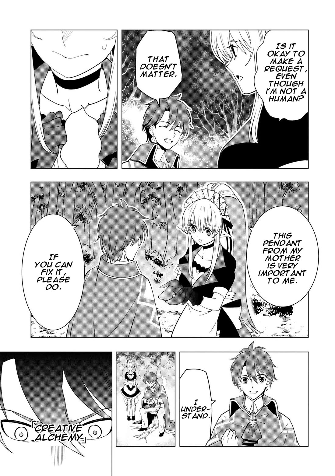 The Creation Alchemist Enjoys Freedom: If I Am Exiled From My Hometown, I Can Make Magic Items With Transcendent Effects at the Knees of the Demon Lord Chapter 1 page 45 - Chapter 1