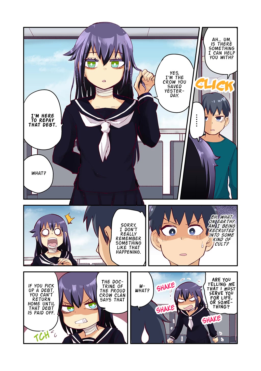 The crow I saved that one time, is just too clumsy for me Chapter 1 page 1 - Chapter 1