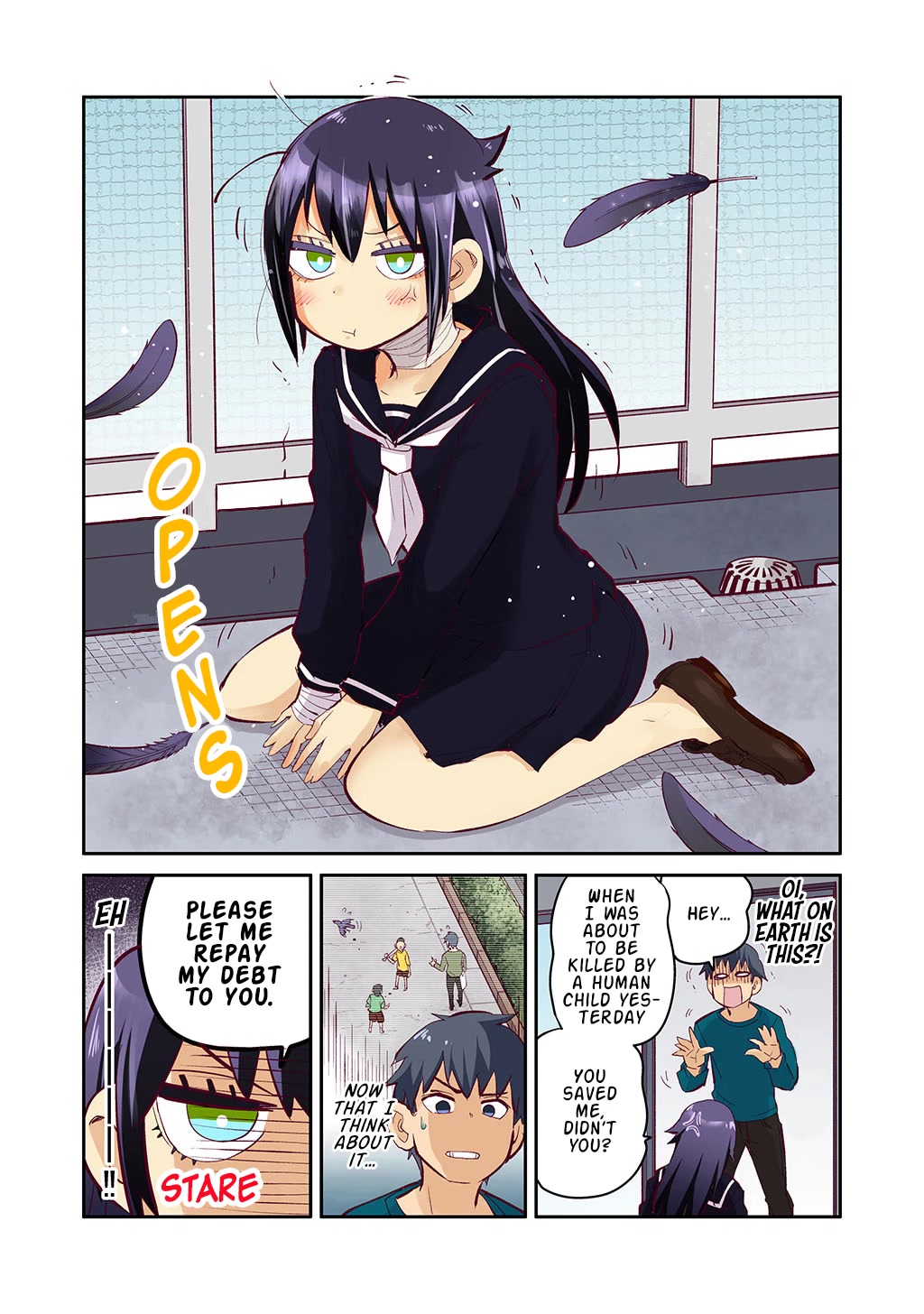 The crow I saved that one time, is just too clumsy for me Chapter 1 page 3 - Chapter 1