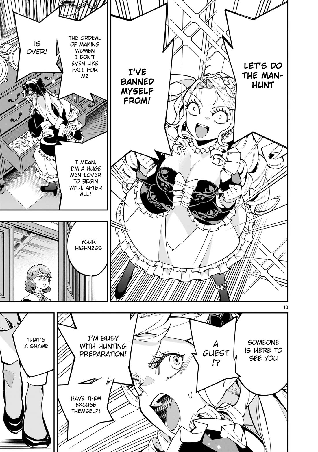 The Death Defying Princess Creates a Yuri Harem to Survive Chapter 2 page 13 - Chapter 2: The Disgust I Feel Towards the Male Body is Intense!