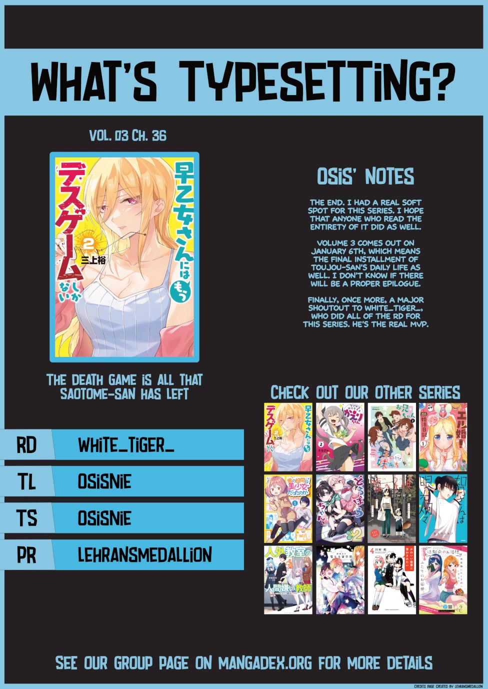 The Death Game Is All That Saotome-san Has Left Chapter 36 page 14 - Chapter 36: Nothing but love. [END]