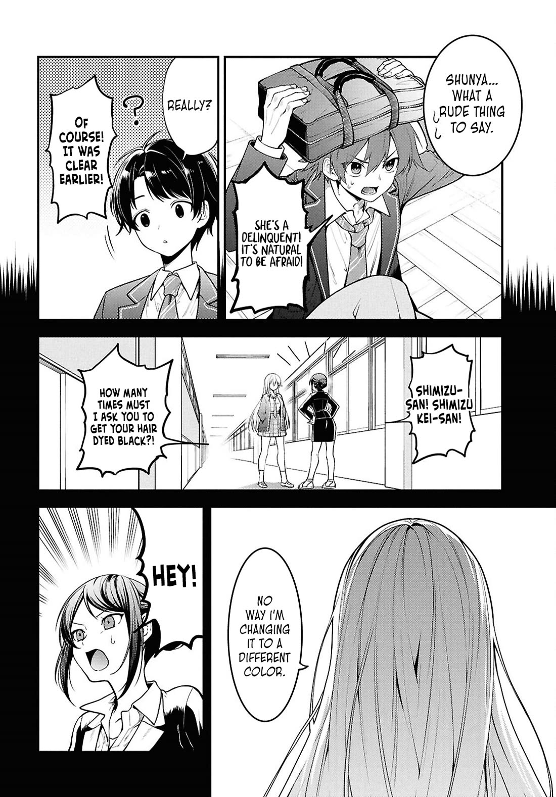 The Delinquent Shimizu-san Sitting Next to Me Has Dyed Her Hair Black Chapter 1 page 4 - Chapter 1