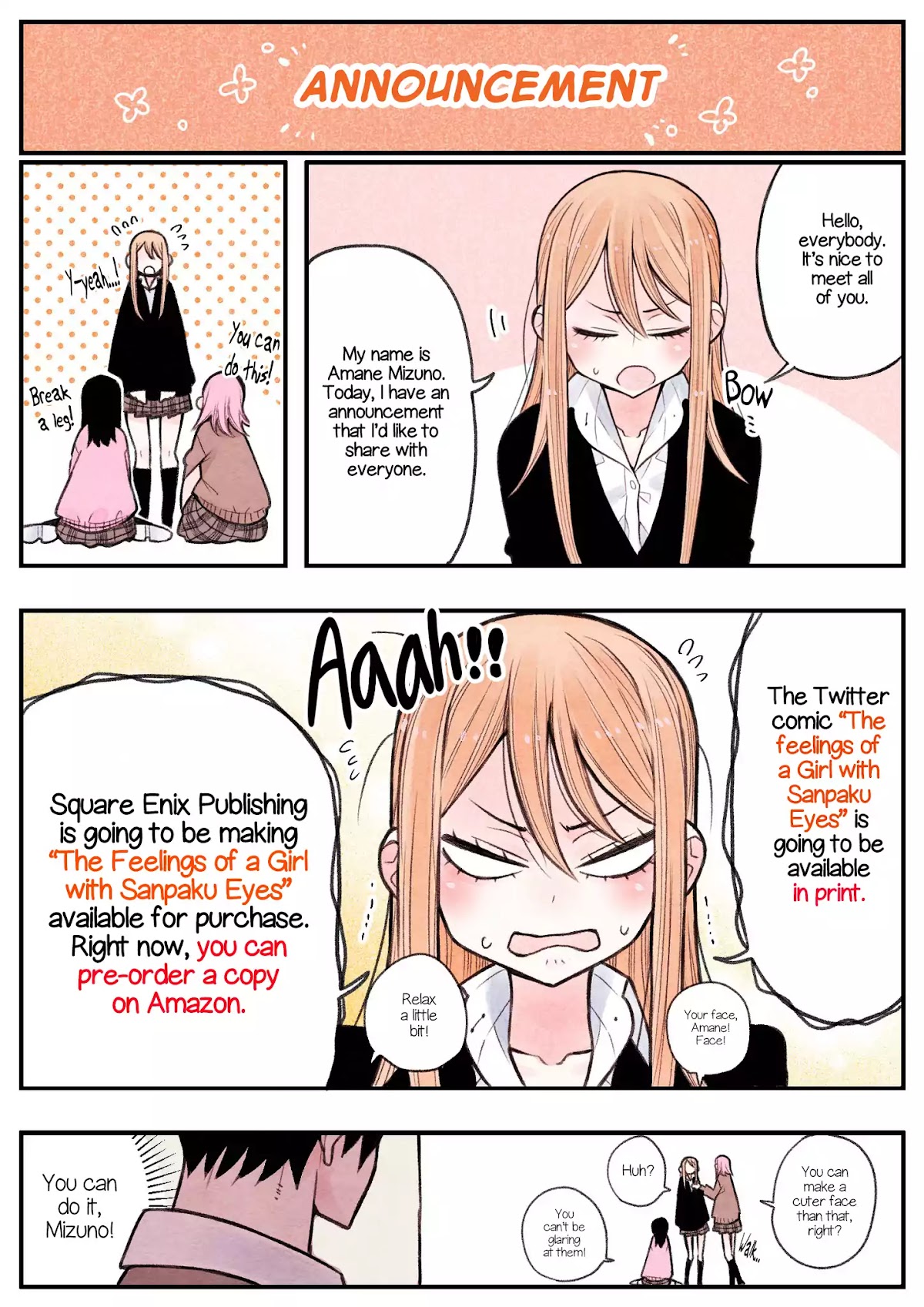 The Feelings of a Girl with Sanpaku Eyes Chapter 6.11 page 1 - Chapter 6.11: ANNOUNCEMENT