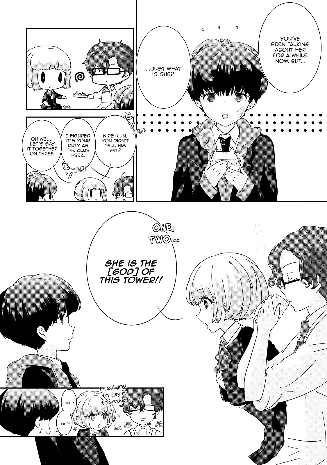 The Female God of Babel: KAMISAMA Club in Tower of Babel Chapter 2 page 14 - Chapter 2: Her Snack, Politics