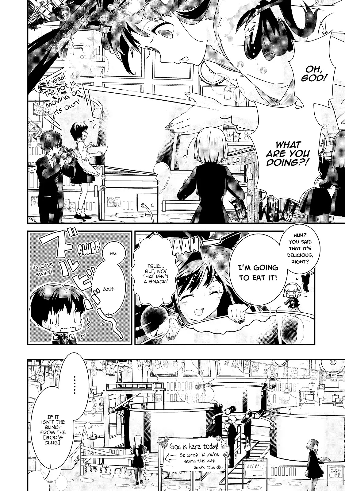 The Female God of Babel: KAMISAMA Club in Tower of Babel Chapter 3 page 4 - Chapter 3: To the Broken-Hearted, Relax, and Have Curry