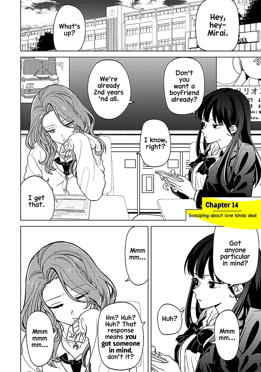 The Gals Who Always Say Insane Things: My Daily Life at a Private Paranormal High School Chapter 14 page 2 - Chapter 14: Gossiping about love kinda deal