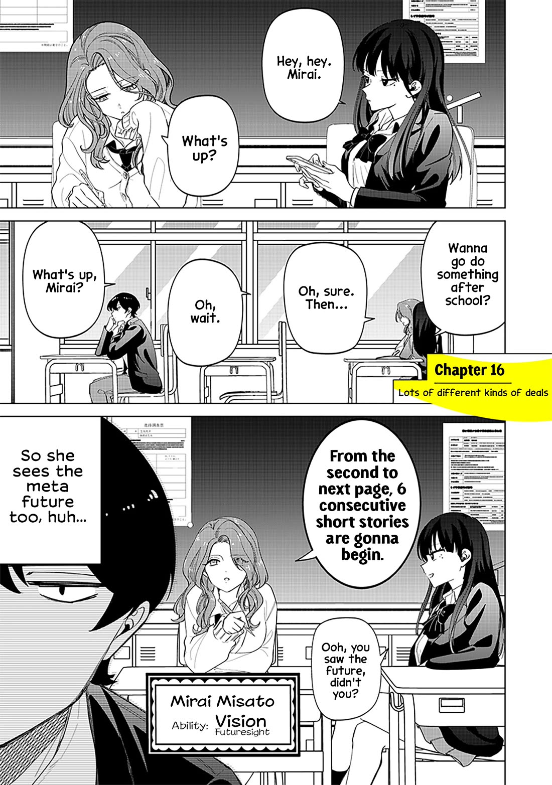 The Gals Who Always Say Insane Things: My Daily Life at a Private Paranormal High School Chapter 16 page 1 - Chapter 16: Lots of different kinds of deals