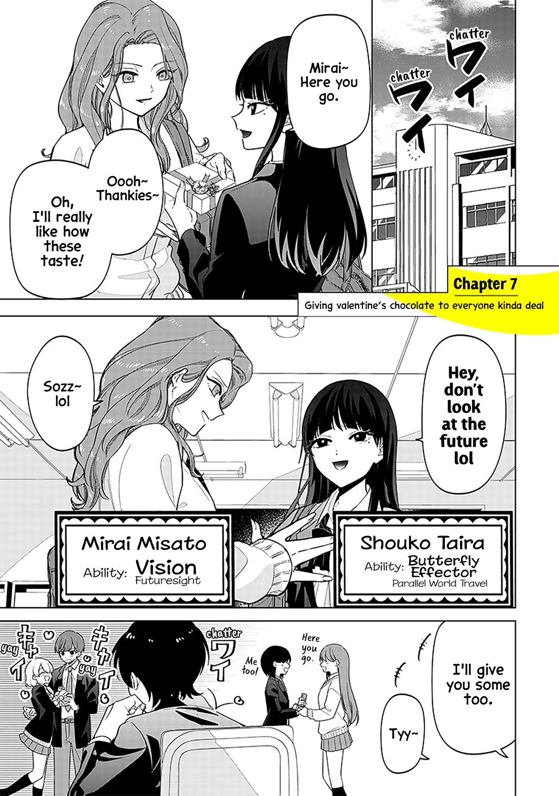 The Gals Who Always Say Insane Things: My Daily Life at a Private Paranormal High School Chapter 7 page 2 - Chapter 7: Giving valentine's chocolate to everyone kinda deal
