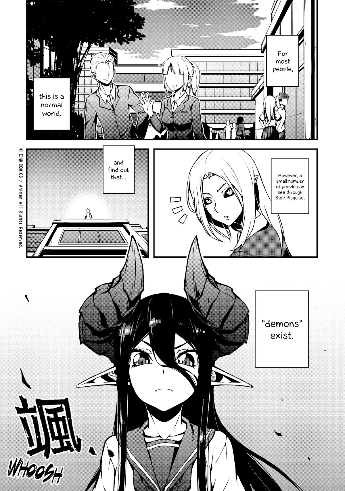 The Girl With Horns Chapter 1 page 2 - Chapter 1: The Demon Girl Has Arrived!