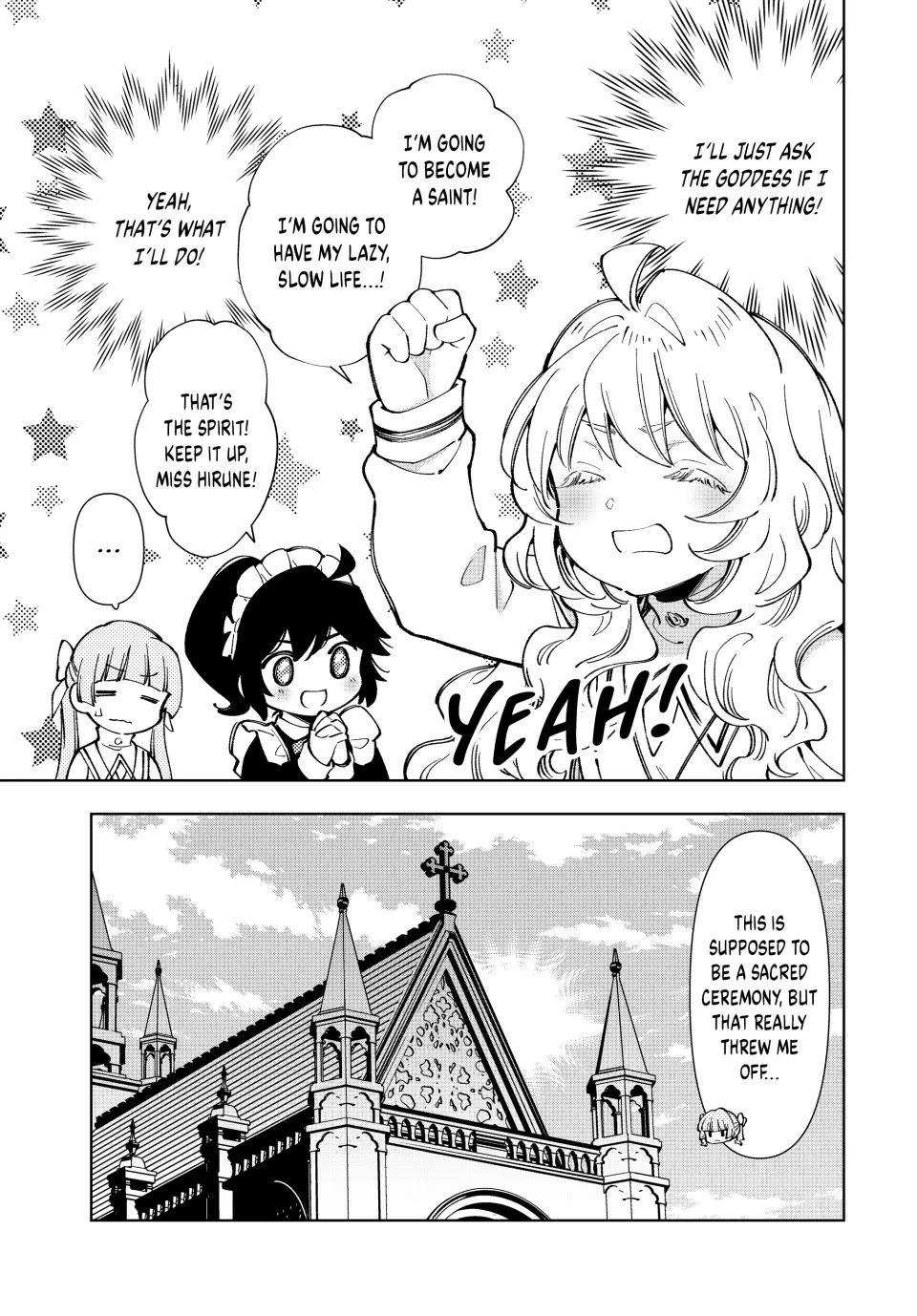 The Great Saint's Carefree Journey to Another World. Chapter 9 page 11 - Chapter 9: Sleepy Saint Promotion Ceremony!