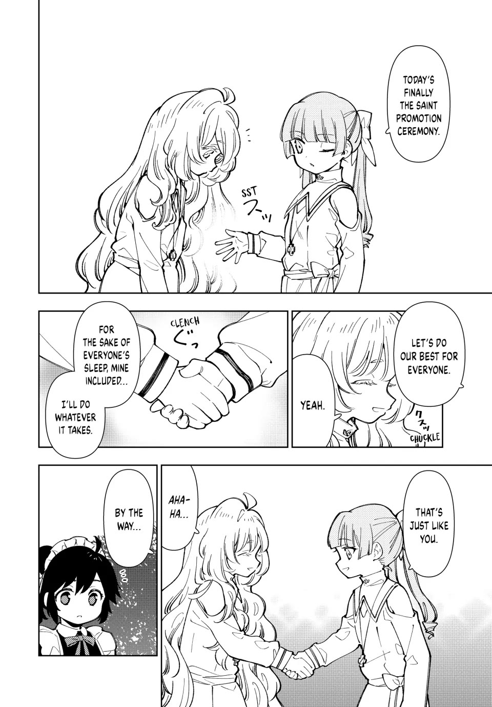The Great Saint's Carefree Journey to Another World. Chapter 9 page 4 - Chapter 9: Sleepy Saint Promotion Ceremony!