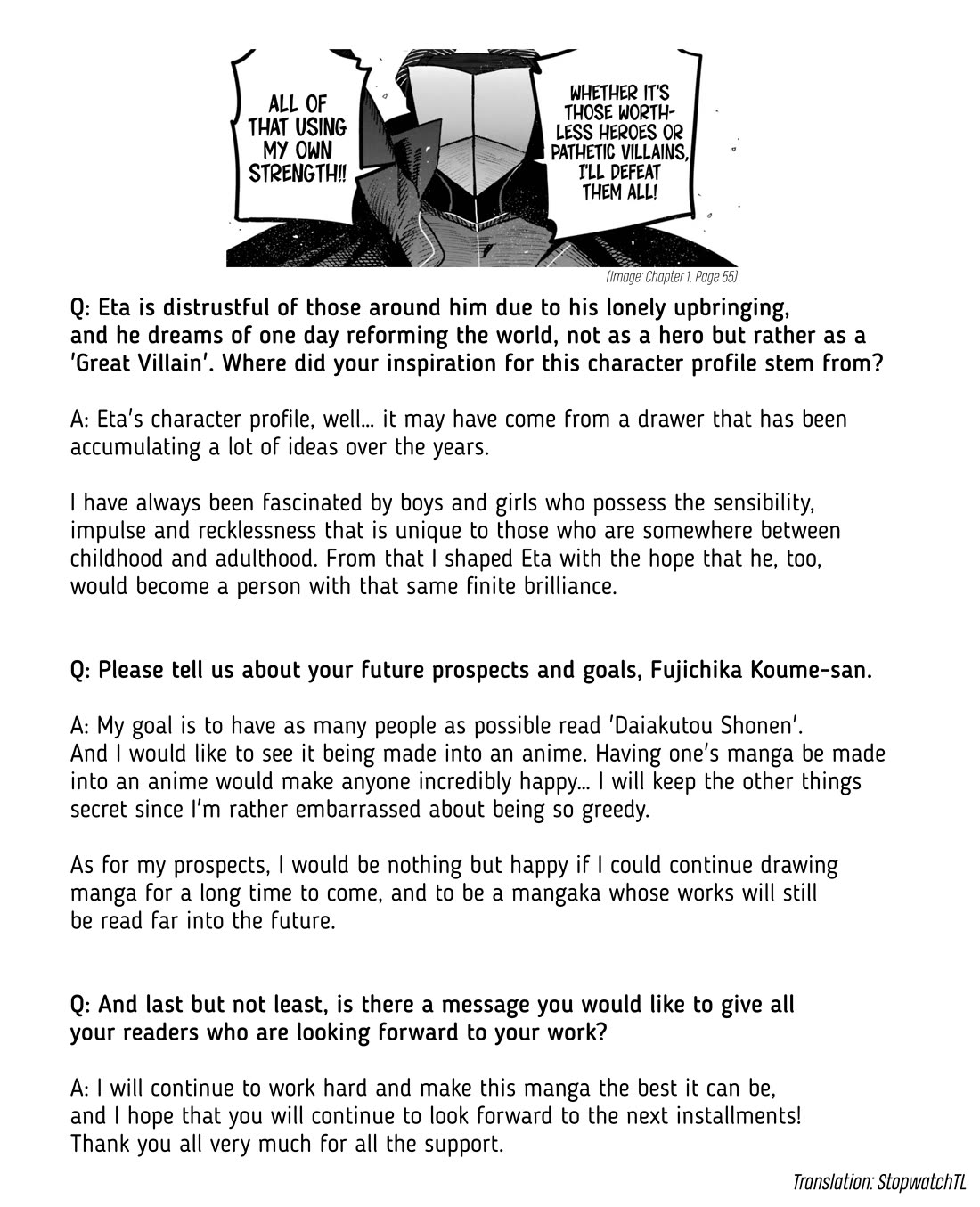 The Great Villainous Boy Chapter 7.6 page 3 - Chapter 7.6: Interview Article (May 23rd, 2025)