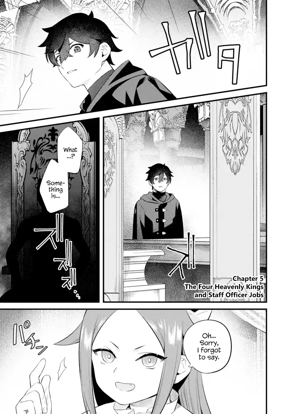 The Impregnable Demon King's Castle and the Expelled Black Mage of the Hero's Party Chapter 5 page 1 - Chapter 5: The Four Heavenly Kings and Staff Officer Jobs
