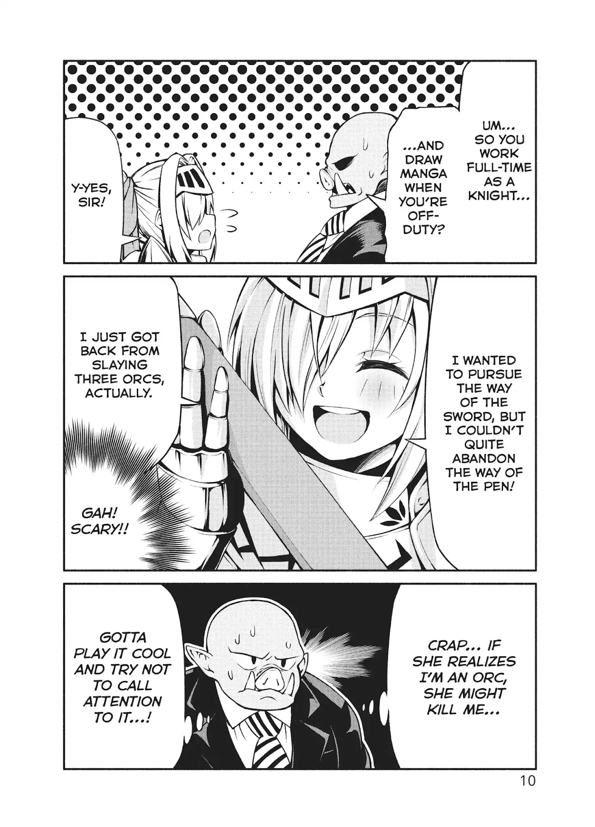 The Knight Cartoonist and Her Orc Editor Chapter 1 page 11 - Chapter 1: THE KNIGHT'S MANGA SUBMISSION!