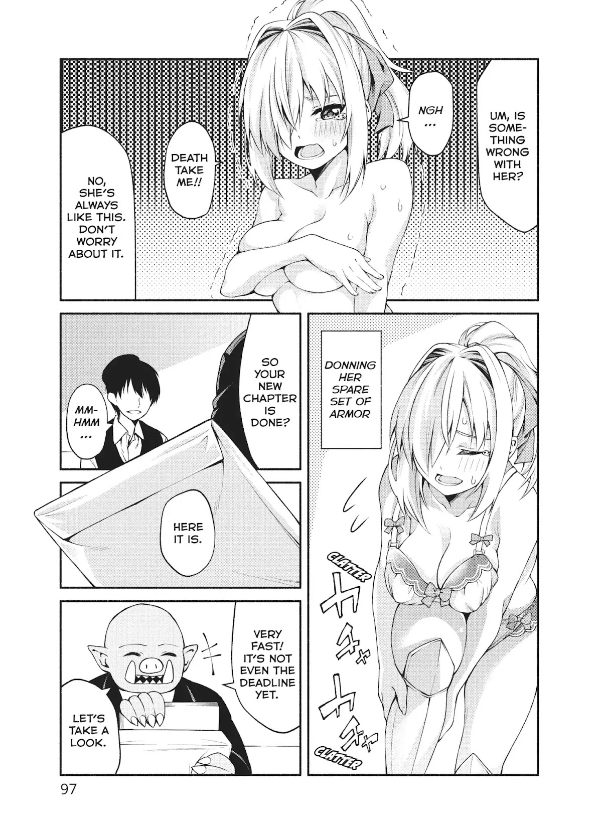 The Knight Cartoonist and Her Orc Editor Chapter 4 page 11 - Chapter 4: RIDDLE OF THE MANGA MASTER