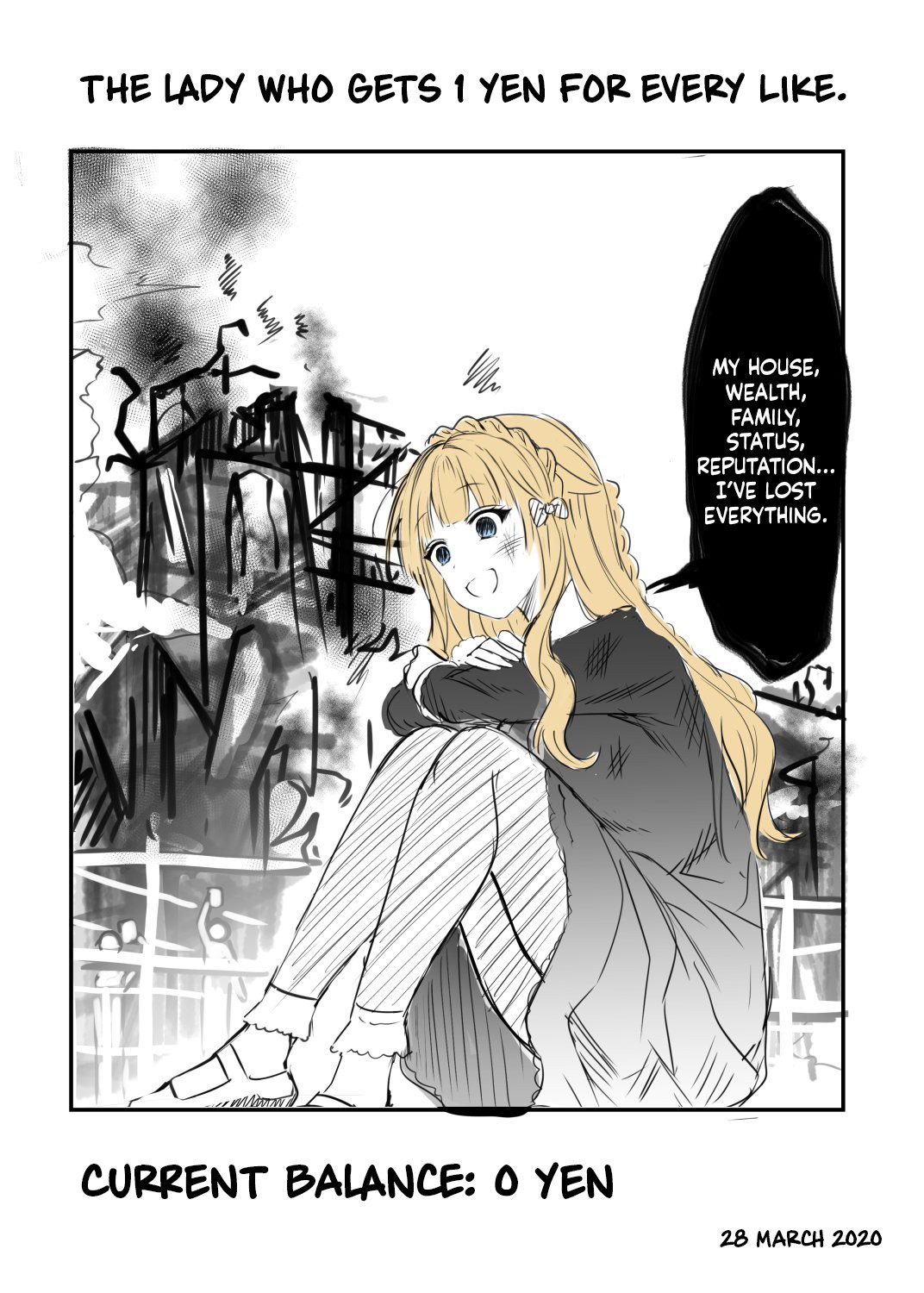 The Lady who gets 1 Yen for every like Chapter 1 page 1 - Chapter 1: 28 March 2020