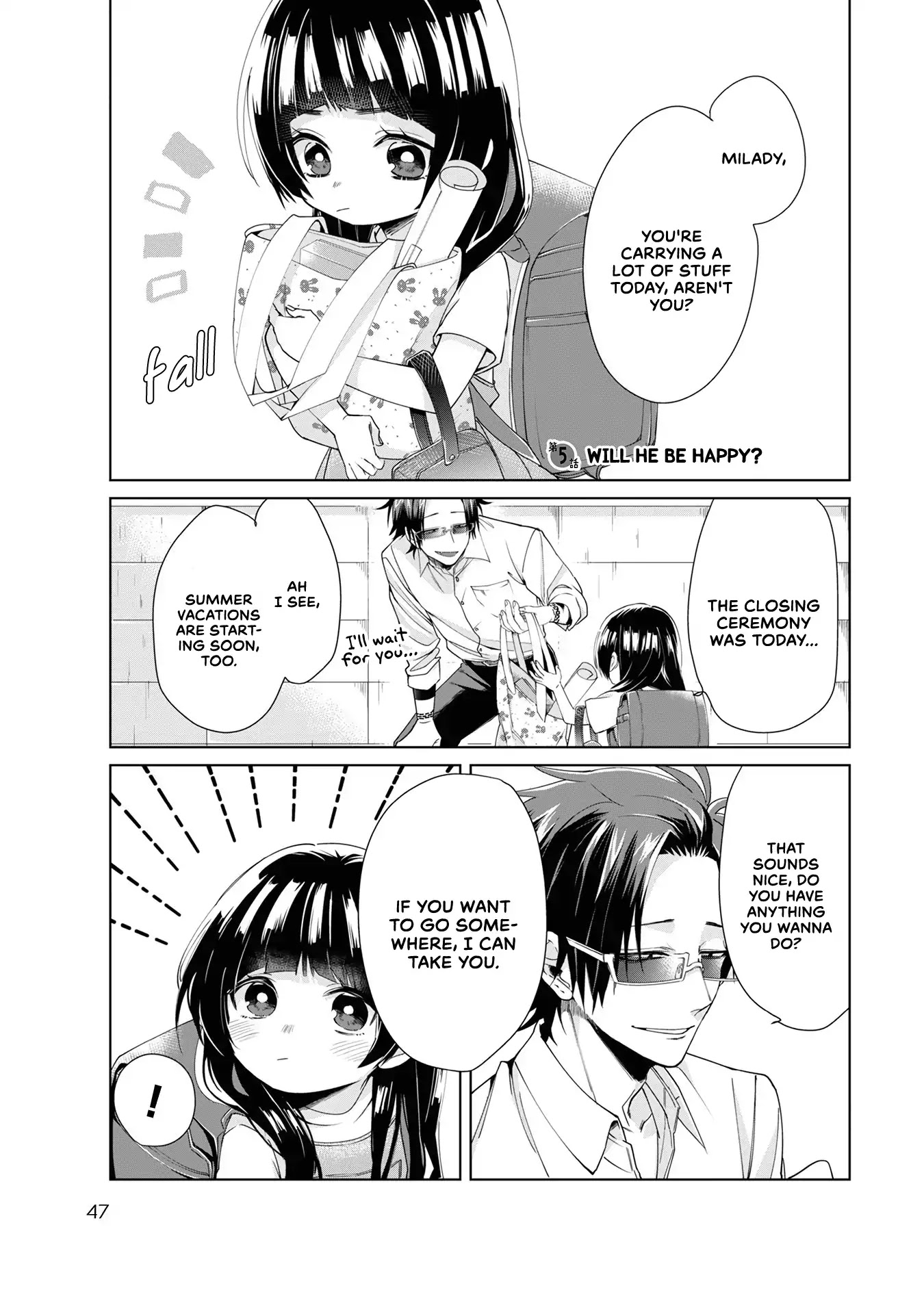 The Mob Boss’s Daughter and Her Caretaker Chapter 5 page 1 - Chapter 5: Will he be happy?