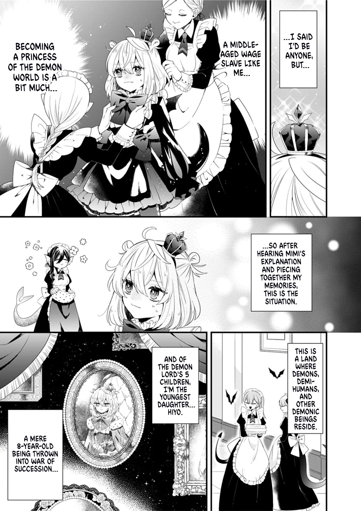 The Old Man That Was Reincarnated as a Young Girl in the Demon World Wants to Become the Demon Lord for the Sake of Peace Chapter 1 page 14 - Chapter 1: The Beginning, a Crimson Night