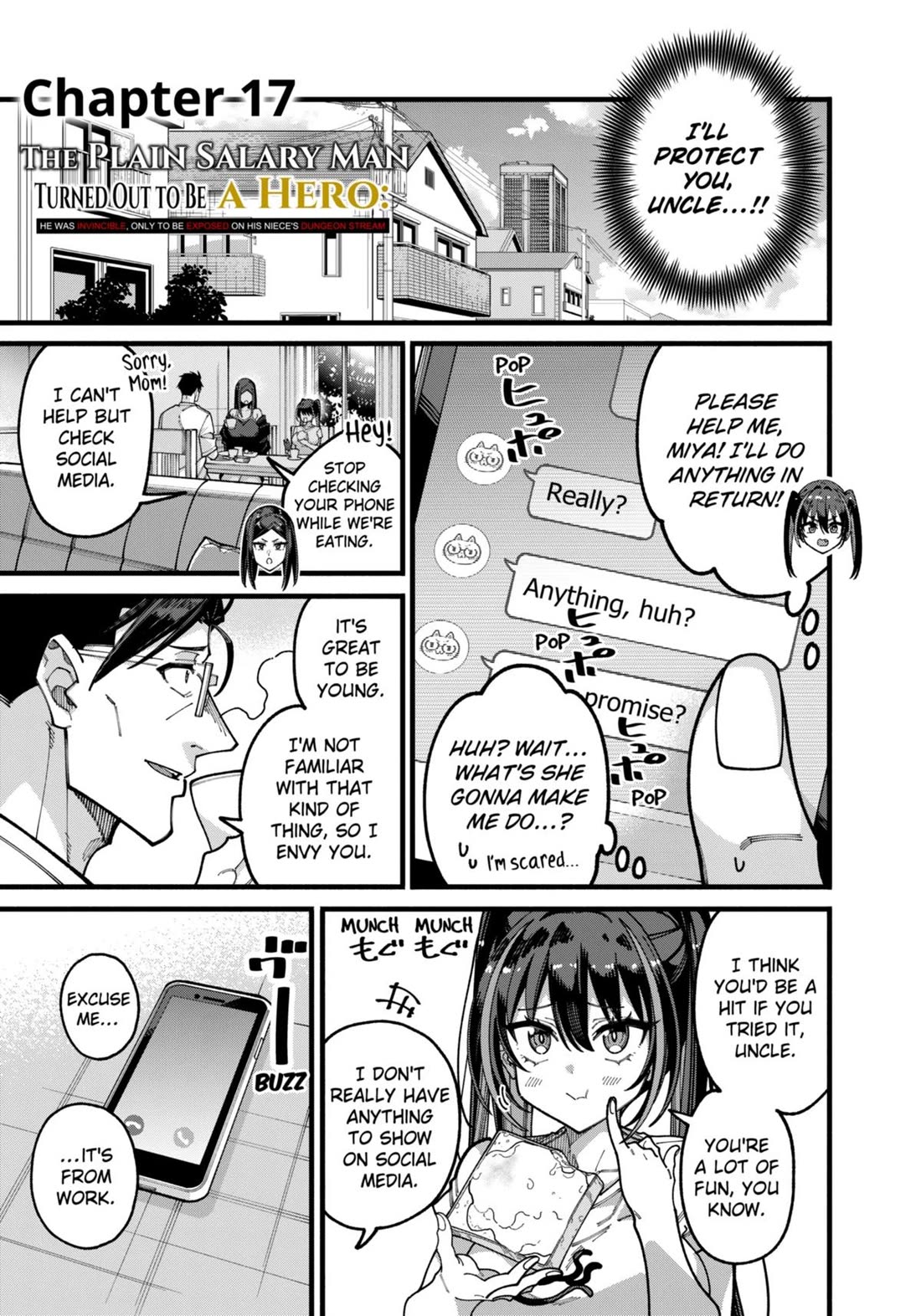 The Plain Salary Man Turned Out to Be a Hero: He was Invincible, Only to Be Exposed on His Niece's Dungeon Stream Chapter 17 page 1 - Chapter 17