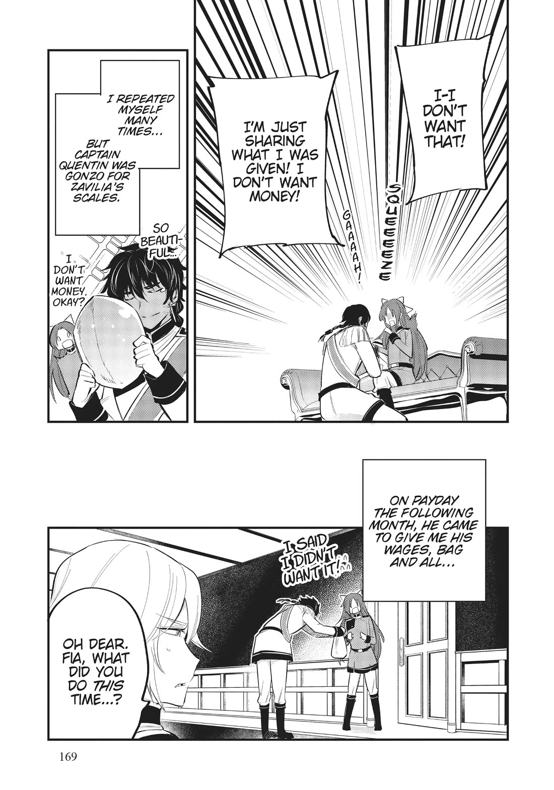 The Reincarnated Great Saint Hides That She's a Saint Chapter 21.5 page 7 - Chapter 21.5: Bonus Manga: Fia Gives Zavilia's Scales to Captain Quentin