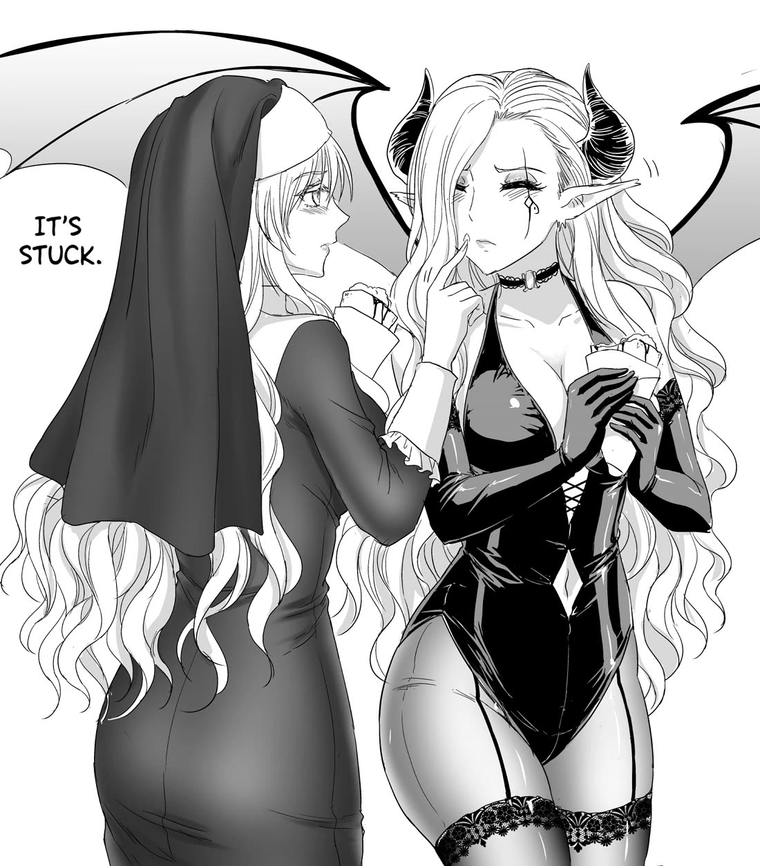 The Sister Of Strength Feats Chapter 47.5 page 1 - Chapter 47.5: A demon and the Sister with Strength eating crepes.