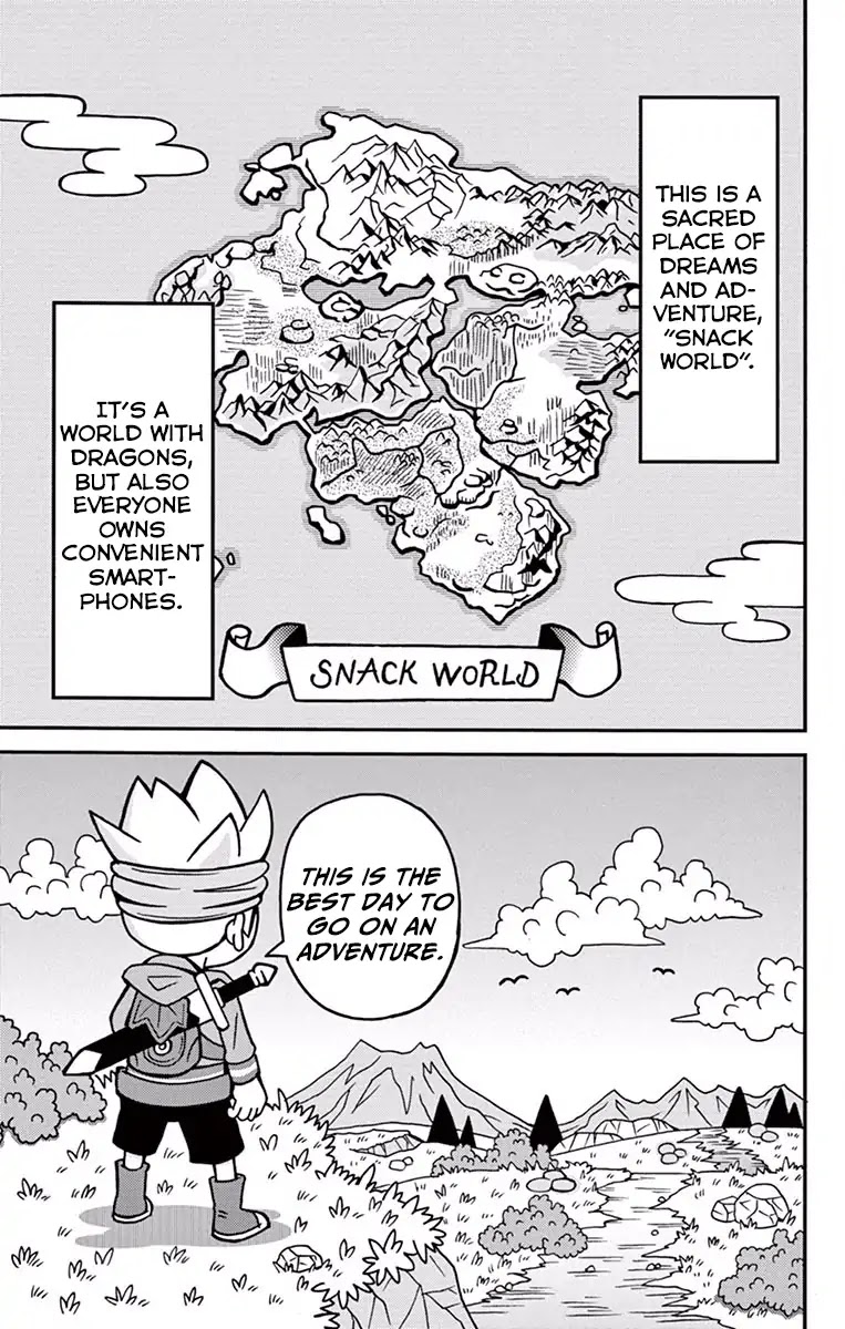 The Snack World (CoroCoro) Chapter 1 page 6 - Chapter 1: An adventure with exciting weapons and hilarious friends!!