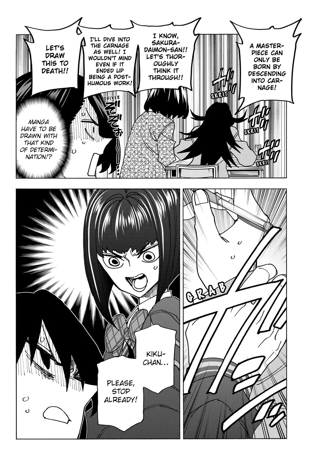 The Story Between a Dumb Prefect and a High School Girl with an Inappropriate Skirt Length Chapter 71 page 12 - Chapter 71: The story of the Dumb Manga-Club Members’ discussion on production