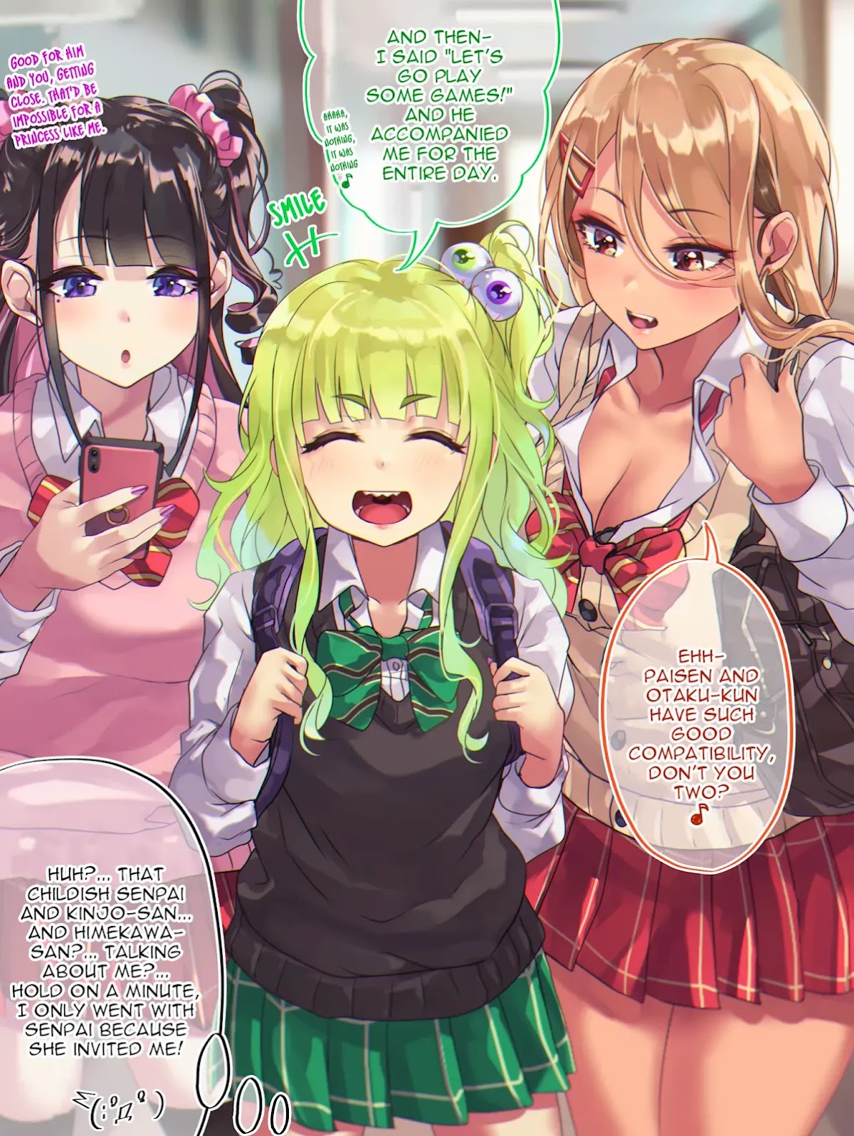 The Story of an Otaku and a Gyaru Falling in Love Chapter 29 page 1 - Chapter 29: Affection Level: Kinjo 18% Himekawa -89% Osanai 30%