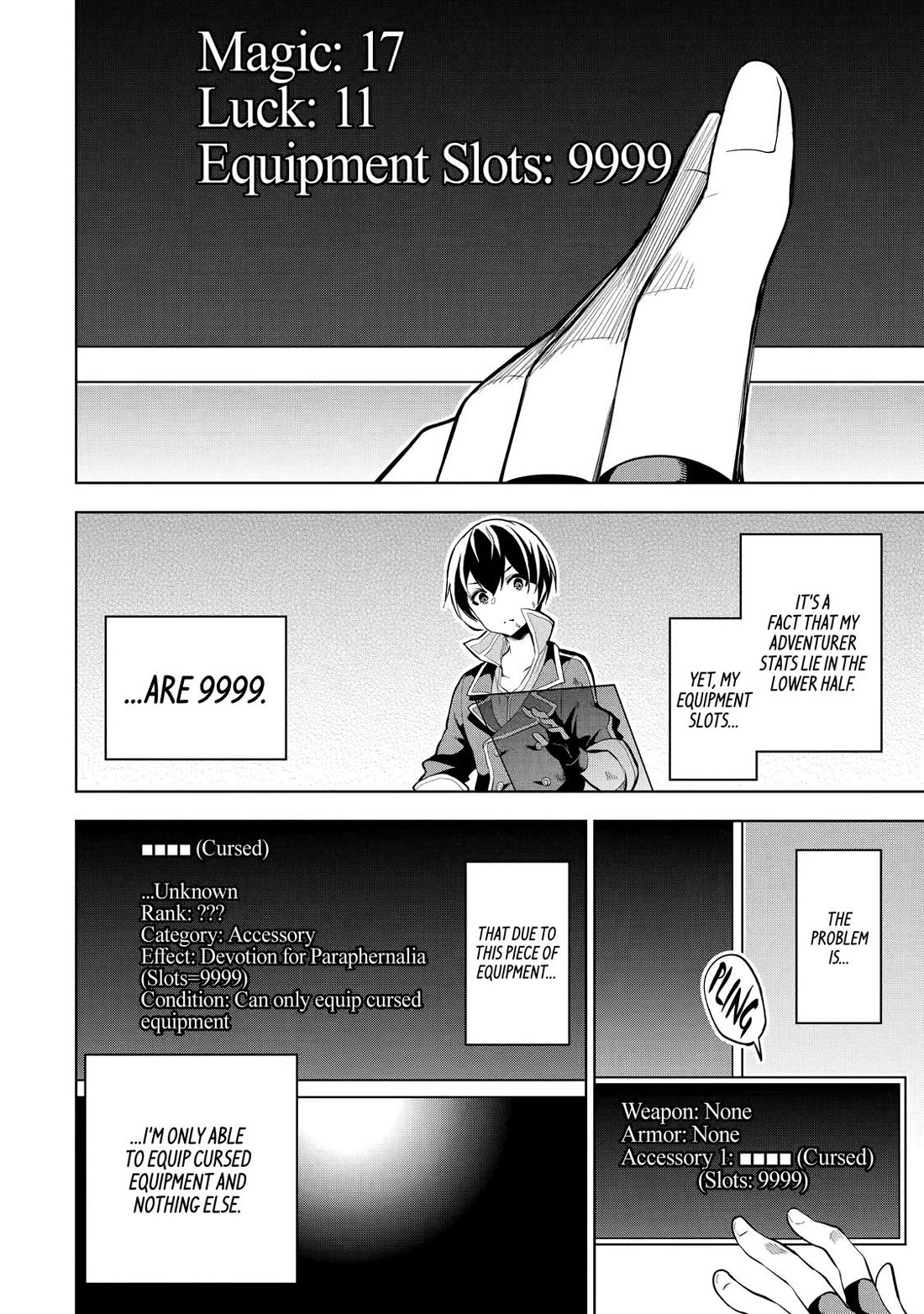 The Strongest Swordsman Has Zero Equipment Slots, but He Can Equip up to 9999 Items if It’s (Cute) Cursed Equipment Chapter 1 page 25 - Chapter 1