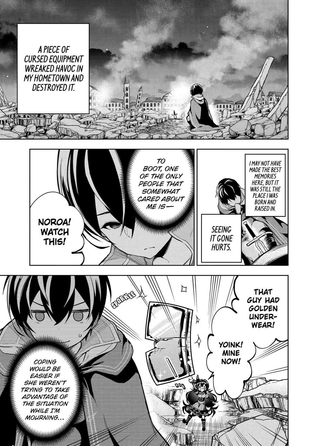 The Strongest Swordsman Has Zero Equipment Slots, but He Can Equip up to 9999 Items if It’s (Cute) Cursed Equipment Chapter 2 page 1 - Chapter 2