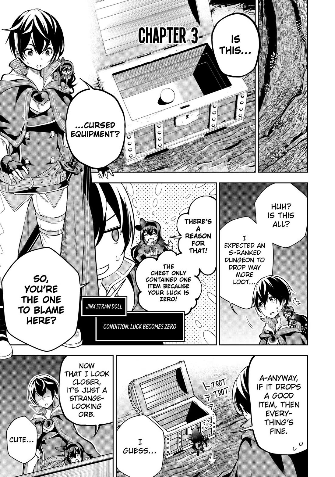 The Strongest Swordsman Has Zero Equipment Slots, but He Can Equip up to 9999 Items if It’s (Cute) Cursed Equipment Chapter 3 page 1 - Chapter 3