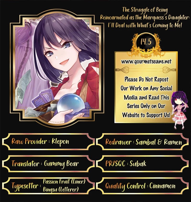 The Struggle of Being Reincarnated as the Marquess's Daughter: I'll Deal with What’s Coming to Me! Chapter 14.5 page 1 - Chapter 14.5: Extra Story